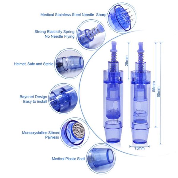tattoo needles 10/50/100 pcs electric derma pen needle 9/ 12/ 36/ 42/ nano cartridges bayonet for ultima a1 micro