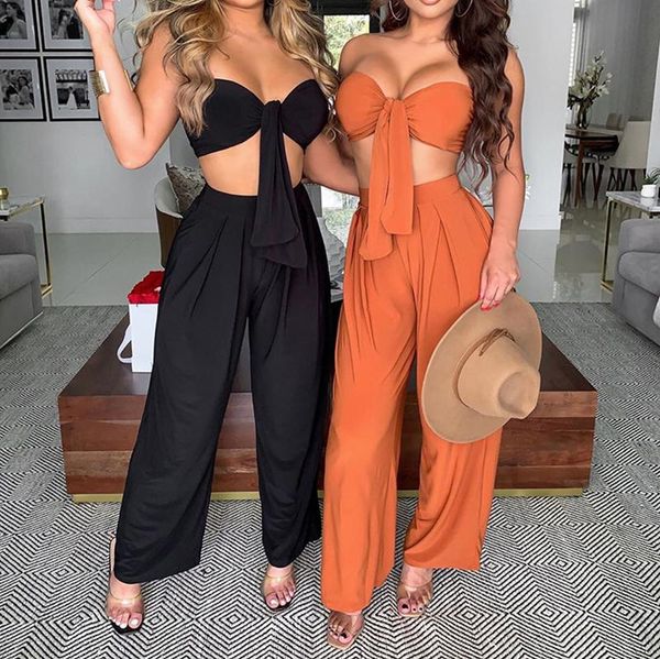 women's tracksuits 2021 women two piece strapless suits tied front tube and wide leg pants set club casual party office lady piec, Gray
women's tracksuits 2021 women two piece strapless suits tied front tube and wide leg pants set club casual party office lady piec, Gray