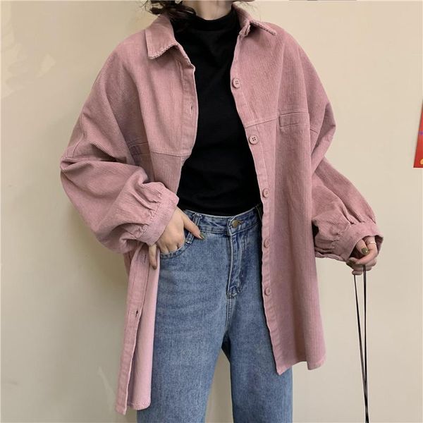 women's jackets 2021 spring loose leisure fashion lapel buckle corduroy shirt lantern long sleeve pocket mid-length solid color korean, Black;brown
women's jackets 2021 spring loose leisure fashion lapel buckle corduroy shirt lantern long sleeve pocket mid-length solid color korean, Black;brown