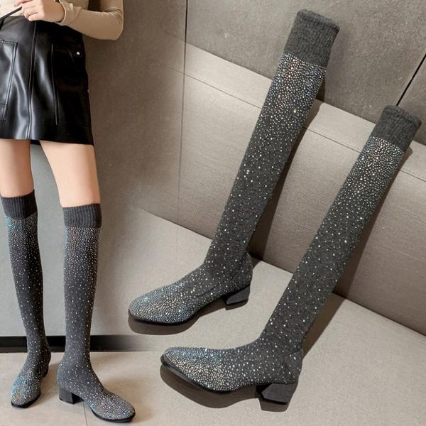 boots thin 2021 winter heel elastic socks square head thick women's over-knee, Black
boots thin 2021 winter heel elastic socks square head thick women's over-knee, Black