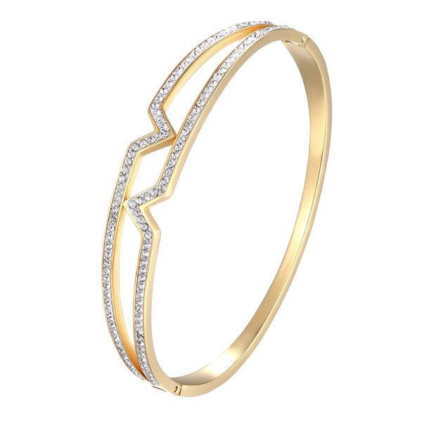bangle classic design beautiful two v shape zircon bracelets & for women stainless steel gold color jewelry wedding gift, Black
bangle classic design beautiful two v shape zircon bracelets & for women stainless steel gold color jewelry wedding gift, Black
