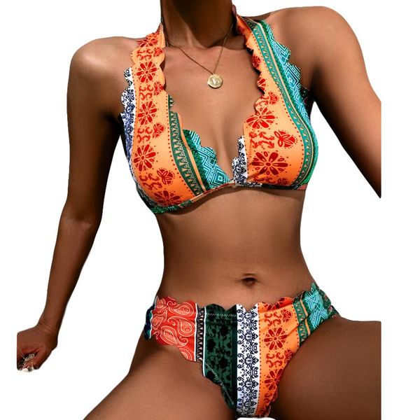 one-piece suits women's ethnic style printing bikini suit, deep v-neck lace-up halter with triangle bottoms for beach swimwear women 2
one-piece suits women's ethnic style printing bikini suit, deep v-neck lace-up halter with triangle bottoms for beach swimwear women 2