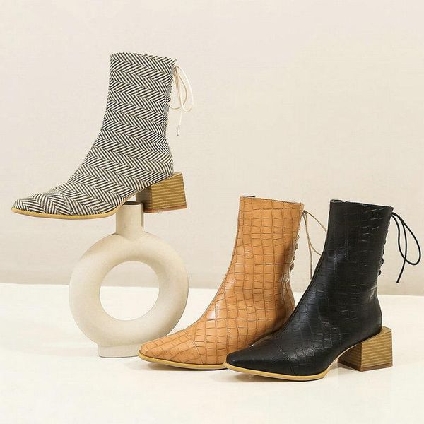 boots 2021 autumn winter women ankle fashion zipper thick high heel short ladies square toe cross tied women's shoes, Black
boots 2021 autumn winter women ankle fashion zipper thick high heel short ladies square toe cross tied women's shoes, Black