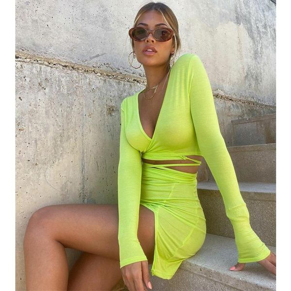 women's tracksuits 2 piece set women v neck bandage crop and skirt sets streetwear club outfits hollow out long sleeve bodycon mini, Gray
women's tracksuits 2 piece set women v neck bandage crop and skirt sets streetwear club outfits hollow out long sleeve bodycon mini, Gray
