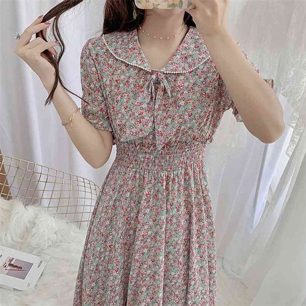 summer fashion chic sweet bow peter pan collar floral chiffon dress retro elastic waist casual slim party 210519, Black;gray
summer fashion chic sweet bow peter pan collar floral chiffon dress retro elastic waist casual slim party 210519, Black;gray