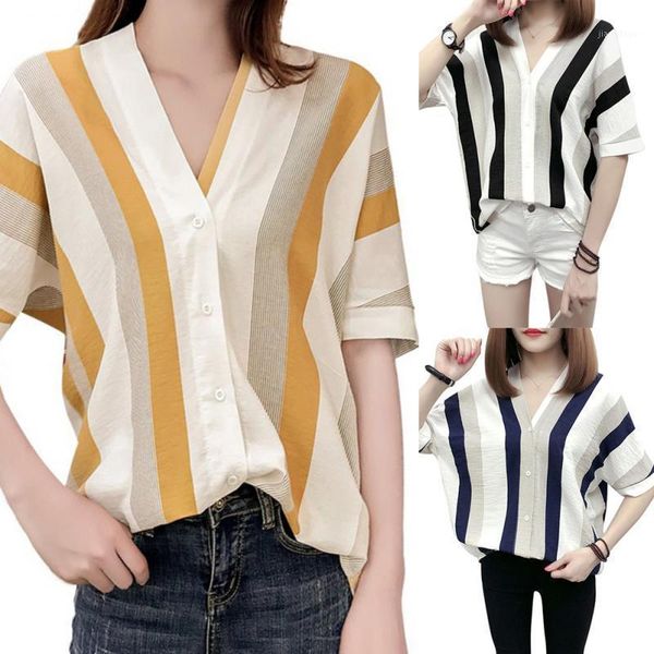summer style plus-sized loose-fit fashion v-neck striped shirt women's short sleeved bf casual korean-style blouses & shirts, White
summer style plus-sized loose-fit fashion v-neck striped shirt women's short sleeved bf casual korean-style blouses & shirts, White