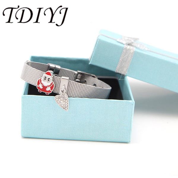 charm bracelets tdiyj gift box red santa claus heart dangle collection charms diy stainless steel mesh bracelet for women jewelry 1set, Golden;silver
charm bracelets tdiyj gift box red santa claus heart dangle collection charms diy stainless steel mesh bracelet for women jewelry 1set, Golden;silver
