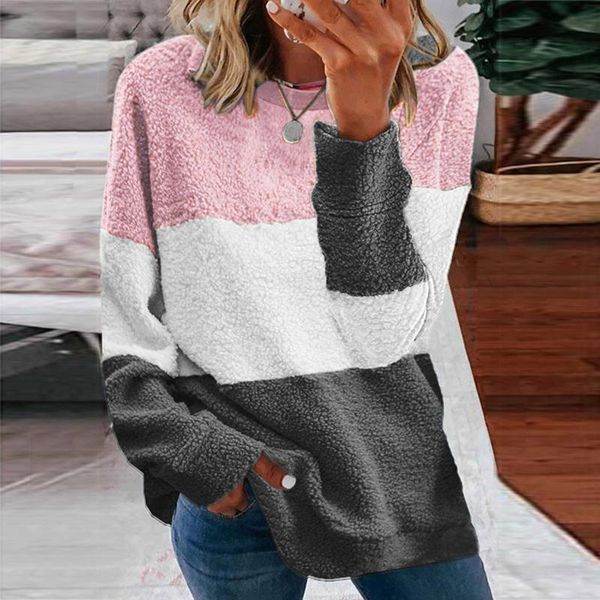 women's hoodies & sweatshirts women's hoodie splicing round neck long sleeve loose plush hooded sweatshirt fashion pullover, Black
women's hoodies & sweatshirts women's hoodie splicing round neck long sleeve loose plush hooded sweatshirt fashion pullover, Black