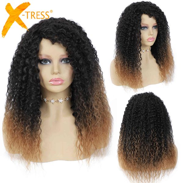 x-tress synthetic wigs for black women jerry curly medium length ombre brown colored side part machine made wig heat resistant, Black;brown
x-tress synthetic wigs for black women jerry curly medium length ombre brown colored side part machine made wig heat resistant, Black;brown