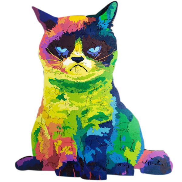 special shaped colorful cat, wooden jigsaw puzzle, children's parent child activity toy
special shaped colorful cat, wooden jigsaw puzzle, children's parent child activity toy