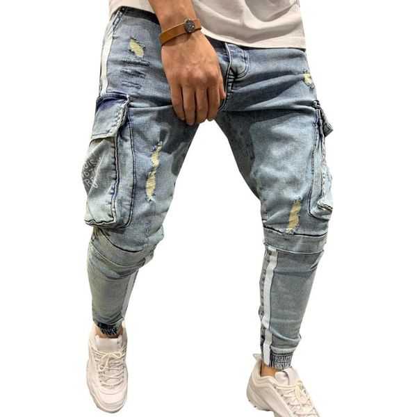men's jeans men skinny patch pocket pencil pants side striped denim clothing vintage for, Blue
men's jeans men skinny patch pocket pencil pants side striped denim clothing vintage for, Blue