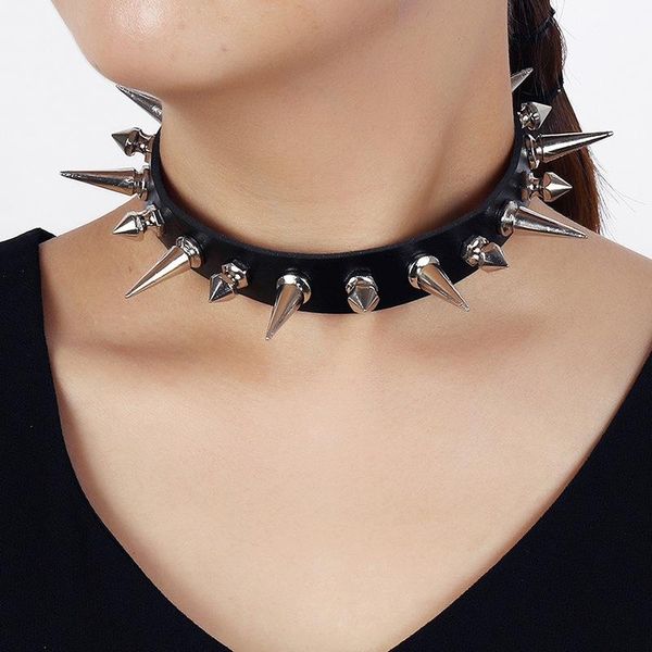 chokers gothic punk rock cuspidal spikes rivet choker necklace black leather chain cone stud charm club party fashion jewelry gift, Golden;silver
chokers gothic punk rock cuspidal spikes rivet choker necklace black leather chain cone stud charm club party fashion jewelry gift, Golden;silver