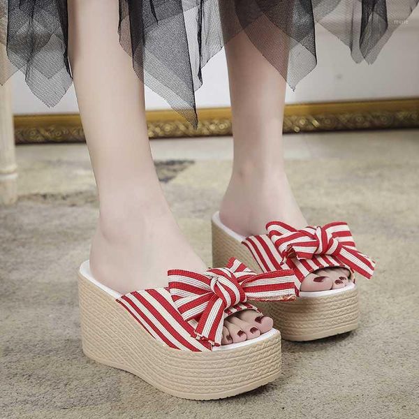 slippers stripe bow wedge women summer wood sole shoes open toe slides platform sandals lady chunky 20211, Black
slippers stripe bow wedge women summer wood sole shoes open toe slides platform sandals lady chunky 20211, Black