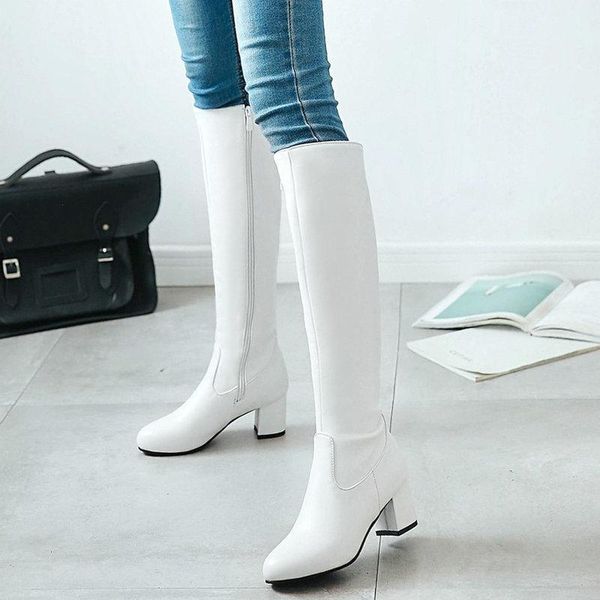boots 2021 fashion zipper knee high women soft pu leather thick heels long autumn winter woman shoes size 34-43, Black
boots 2021 fashion zipper knee high women soft pu leather thick heels long autumn winter woman shoes size 34-43, Black