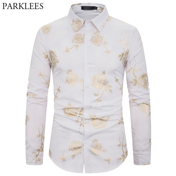 men's luxury rose gold shiny flowered printed stylish button down white shirt slim fit long sleeve wedding party dinner chemise 210522, White;black
men's luxury rose gold shiny flowered printed stylish button down white shirt slim fit long sleeve wedding party dinner chemise 210522, White;black