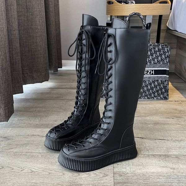 chunky platform pu leather knee high boots women punk increasing long woman lace up booties mujer 2022 zip chelsea, Black
chunky platform pu leather knee high boots women punk increasing long woman lace up booties mujer 2022 zip chelsea, Black