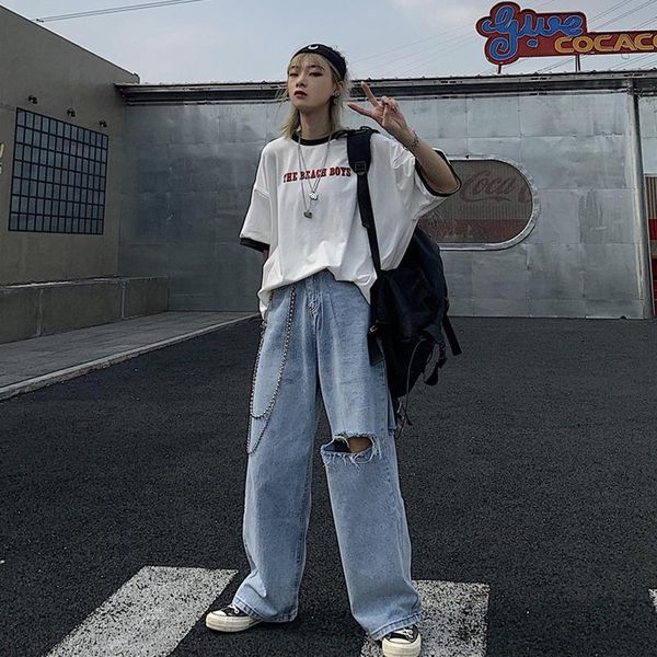hole vintage harajuku straight denim streetwear high waist women jeans wide leg pants trousers women's, Blue
hole vintage harajuku straight denim streetwear high waist women jeans wide leg pants trousers women's, Blue