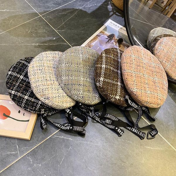 berets ribbon plaid beret hat autumn/winter japanese wild retro big head woolen painter women's, Blue;gray
berets ribbon plaid beret hat autumn/winter japanese wild retro big head woolen painter women's, Blue;gray