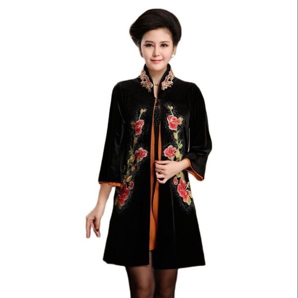 women's wool & blends woman spring plus size mandarin collar three quarter velvet embroidery diamond long coat lady cardigan splice ove, Black
women's wool & blends woman spring plus size mandarin collar three quarter velvet embroidery diamond long coat lady cardigan splice ove, Black