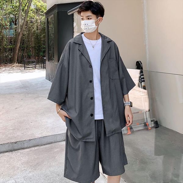 sets summer casual small suit mens tracksuits shirt shorts two piece korean fashion trendy sports clothes, Gray
sets summer casual small suit mens tracksuits shirt shorts two piece korean fashion trendy sports clothes, Gray