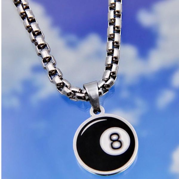 pendant necklaces stainless steel 8 ball necklace for e-girl and e-boy round t ag black metal charm punk hip hop jewelry, Silver
pendant necklaces stainless steel 8 ball necklace for e-girl and e-boy round t ag black metal charm punk hip hop jewelry, Silver
