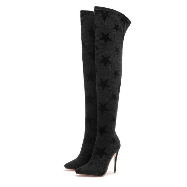 boots star print over the knee black spring autumn pointed toe thin high heel woman party long shoes
boots star print over the knee black spring autumn pointed toe thin high heel woman party long shoes