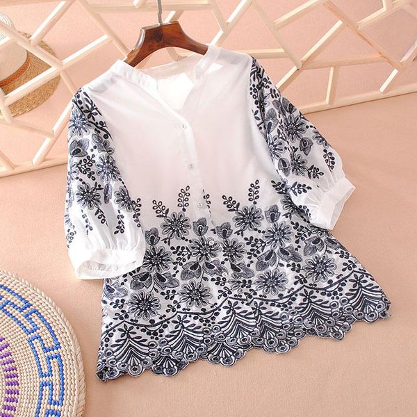 women's blouses & shirts vanovich and female v-neck summer 2021 cotton wild ladies embroidery three-quarter sleeves, White
women's blouses & shirts vanovich and female v-neck summer 2021 cotton wild ladies embroidery three-quarter sleeves, White
