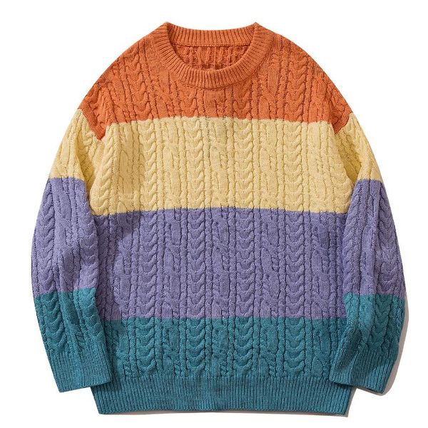 men's sweaters lacible streetwear vintage sweater men patchwork striped knitted harajuku casual loose autumn pullover cotton, White;black
men's sweaters lacible streetwear vintage sweater men patchwork striped knitted harajuku casual loose autumn pullover cotton, White;black