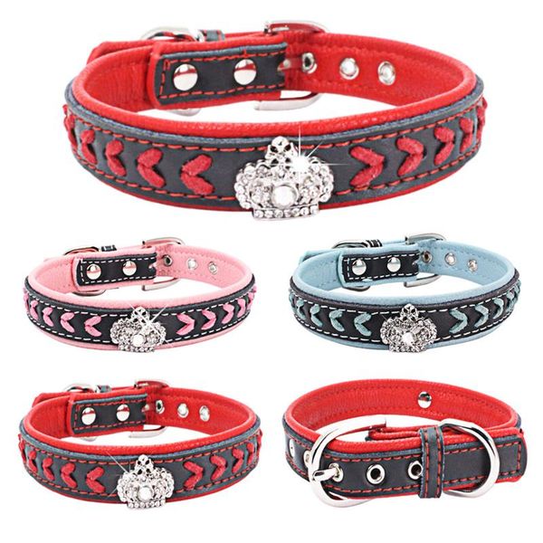 leather dog collar diamond crown creative knitting necklace for medium pet accessories leashes collars &
leather dog collar diamond crown creative knitting necklace for medium pet accessories leashes collars &
