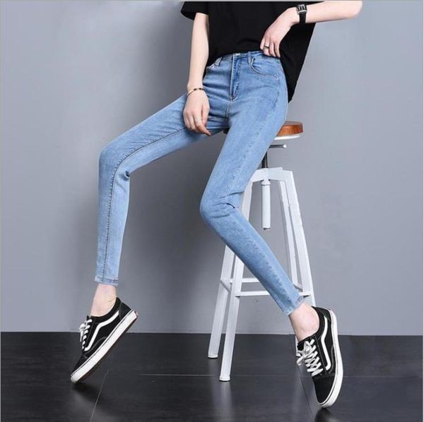 autumn fashion medium waist slim nine legged pants washed white pencil thin leg, Blue
autumn fashion medium waist slim nine legged pants washed white pencil thin leg, Blue