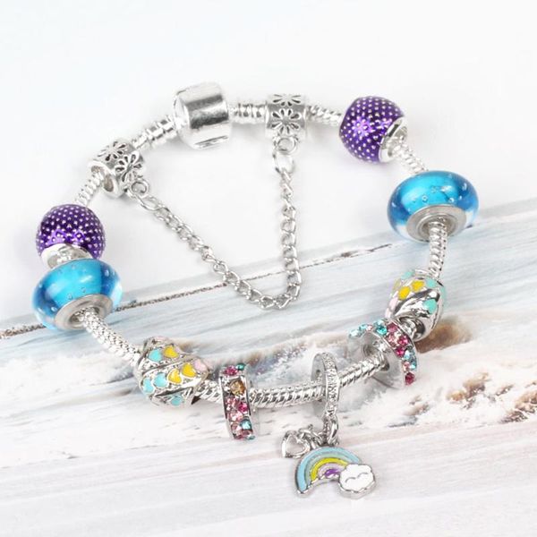 charm bracelets fashion european handmade silver plated brand bracelet with blue crystal rainbow beads for women jewelry gifts, Golden;silver
charm bracelets fashion european handmade silver plated brand bracelet with blue crystal rainbow beads for women jewelry gifts, Golden;silver
