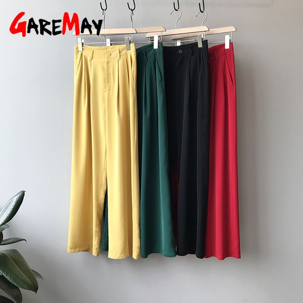 women's high waist wide leg pants loose vintage casual straight trousers green office women summer 210428, Black;white
women's high waist wide leg pants loose vintage casual straight trousers green office women summer 210428, Black;white