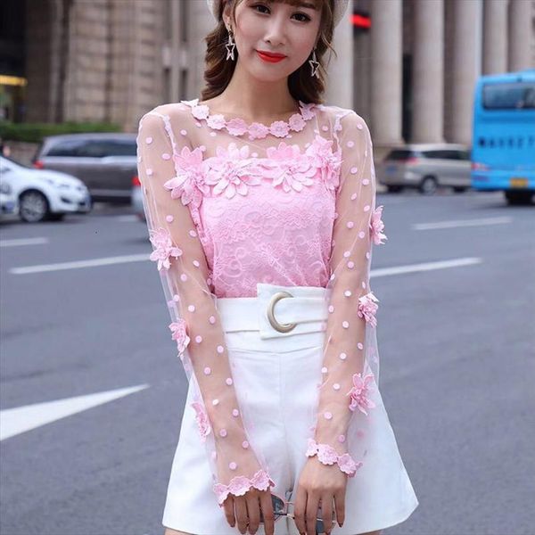 long sleeve spring autumn womens blouses sweet dot floral lace hollow out mesh blusas short ab1316, White
long sleeve spring autumn womens blouses sweet dot floral lace hollow out mesh blusas short ab1316, White