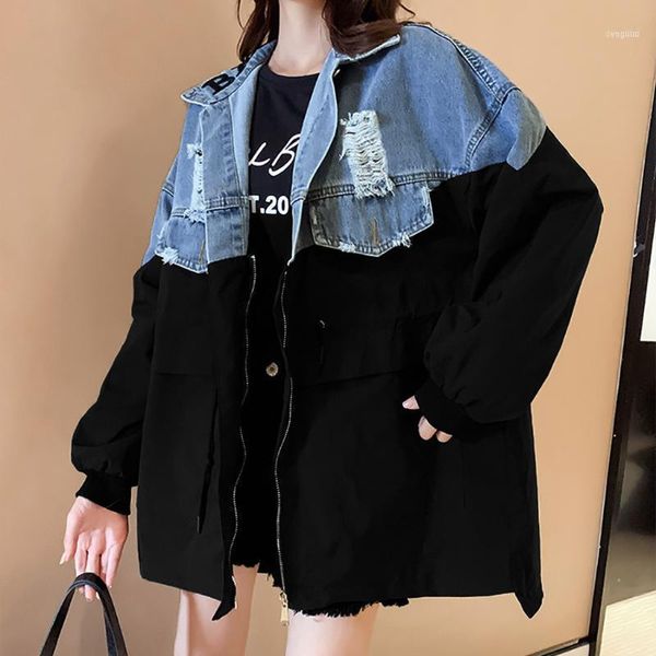winter warm denim jacket women oversized women's fashion long sleeve spliced jean pocket outwear coat chaqueta mujer1, Black;brown
winter warm denim jacket women oversized women's fashion long sleeve spliced jean pocket outwear coat chaqueta mujer1, Black;brown