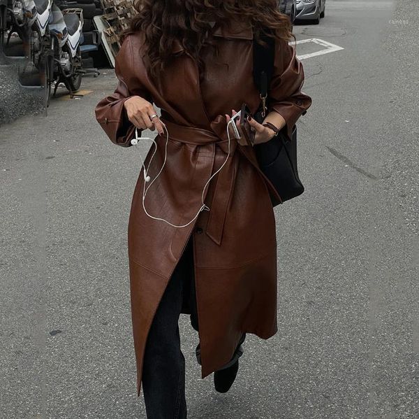 women's trench coats superaen autumn turn down collar solid long leather coat single breasted casual office lady winter clothes women, Tan;black
women's trench coats superaen autumn turn down collar solid long leather coat single breasted casual office lady winter clothes women, Tan;black