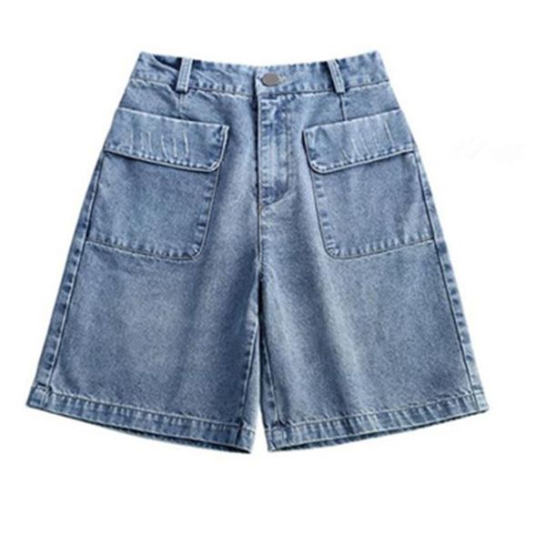 women's shorts 2021 summer denim women high waist pocket knee length long jeans bermudas mujer, White;black 
women's shorts 2021 summer denim women high waist pocket knee length long jeans bermudas mujer, White;black
