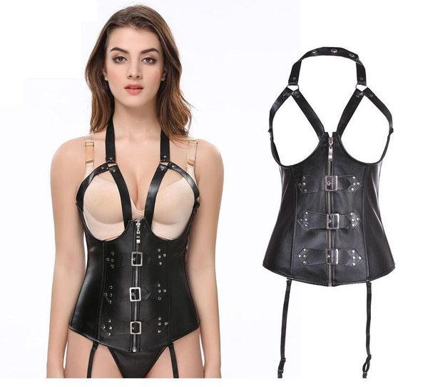 wholesale black steam punk leather open bra corset bustier lingerie women lace up women's shapers, Black;white
wholesale black steam punk leather open bra corset bustier lingerie women lace up women's shapers, Black;white