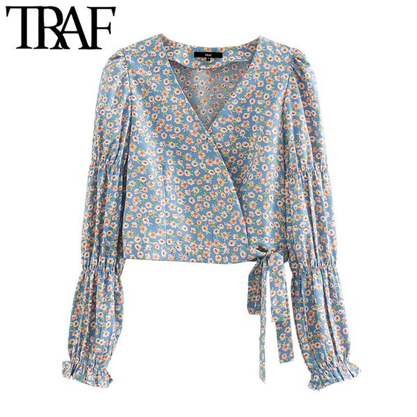 traf women fashion floral print wrap cropped blouses vintage puff sleeve side bow tied female shirts blusas chic 210415, White
traf women fashion floral print wrap cropped blouses vintage puff sleeve side bow tied female shirts blusas chic 210415, White