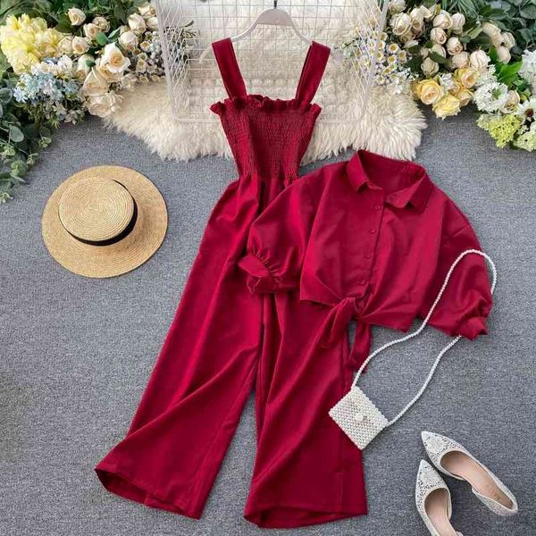 vintage women 2pcs set suit elegant half sleeve single breasted short blouse + strap rompers autumn two piece sets fashion 210426, White
vintage women 2pcs set suit elegant half sleeve single breasted short blouse + strap rompers autumn two piece sets fashion 210426, White