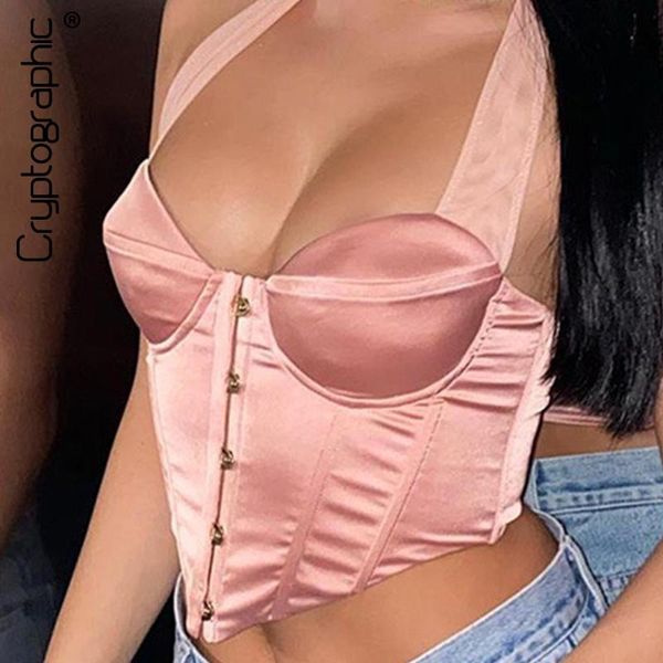women's tanks & camis cryptographic satin fashion breasted corset women club party sleeveless backless halter cropped feminino top, White
women's tanks & camis cryptographic satin fashion breasted corset women club party sleeveless backless halter cropped feminino top, White