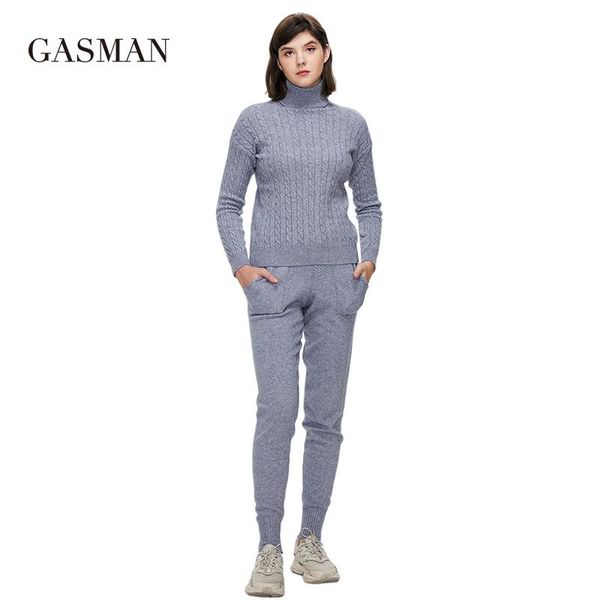 women's two piece pants gasman 2021 autumn set two-piece for women turtleneck texture sweater fashion brand warm winter suits gt004-1, White
women's two piece pants gasman 2021 autumn set two-piece for women turtleneck texture sweater fashion brand warm winter suits gt004-1, White