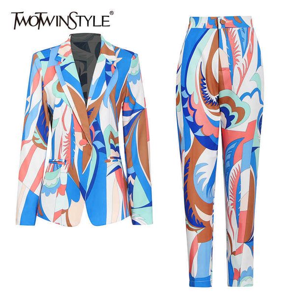 twotyle print two piece set for women notched long sleeve blazer high waist full length pant hit color sets female 210930, White
twotyle print two piece set for women notched long sleeve blazer high waist full length pant hit color sets female 210930, White
