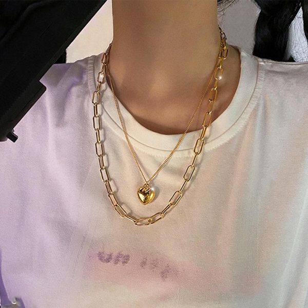 chains double-layer love pendant chain stacking necklace for women punk style nightclub clavicle personality gift, Silver
chains double-layer love pendant chain stacking necklace for women punk style nightclub clavicle personality gift, Silver