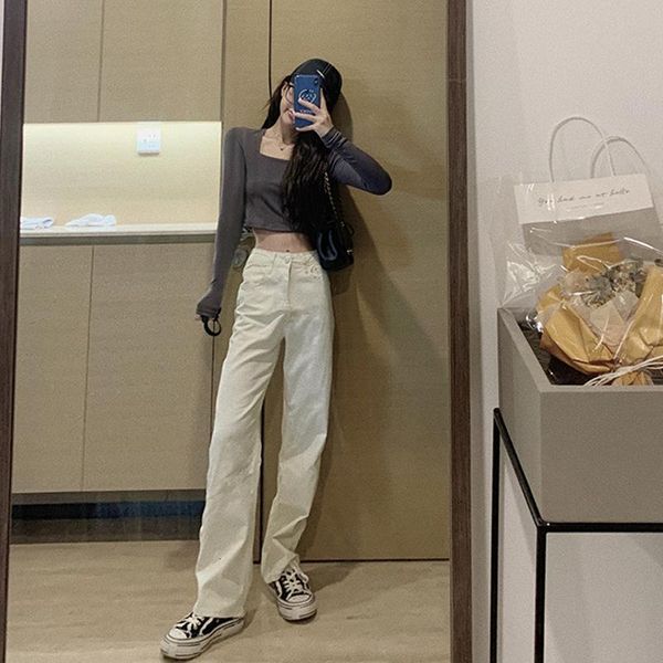 women's jeans korean fashion style white straight pants for women casual high waist basic loose female trousers fall streetwear 0e, Blue
women's jeans korean fashion style white straight pants for women casual high waist basic loose female trousers fall streetwear 0e, Blue