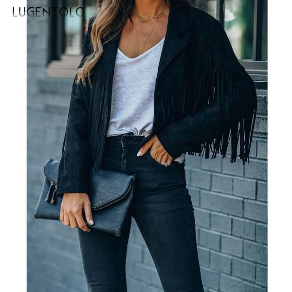 women's jackets lugentolo women fringed bomber jacket spring fashion long sleeve turn-down collar open stitch slim, Black;brown
women's jackets lugentolo women fringed bomber jacket spring fashion long sleeve turn-down collar open stitch slim, Black;brown