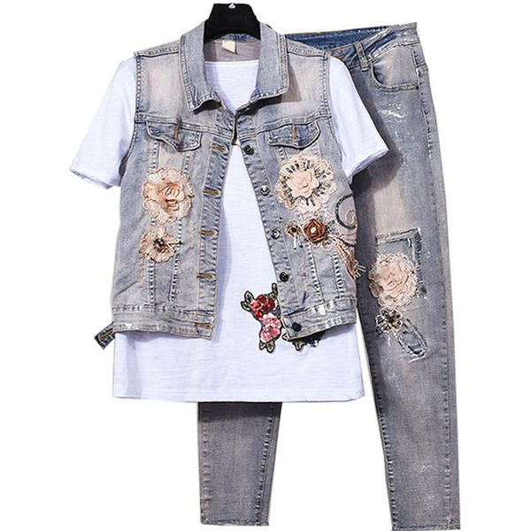 women's suits & blazers flower cowboy vest denim jeans pants suit set stretch 2 pieces jean and jacket patchwork lady flowers pattern, White;black
women's suits & blazers flower cowboy vest denim jeans pants suit set stretch 2 pieces jean and jacket patchwork lady flowers pattern, White;black