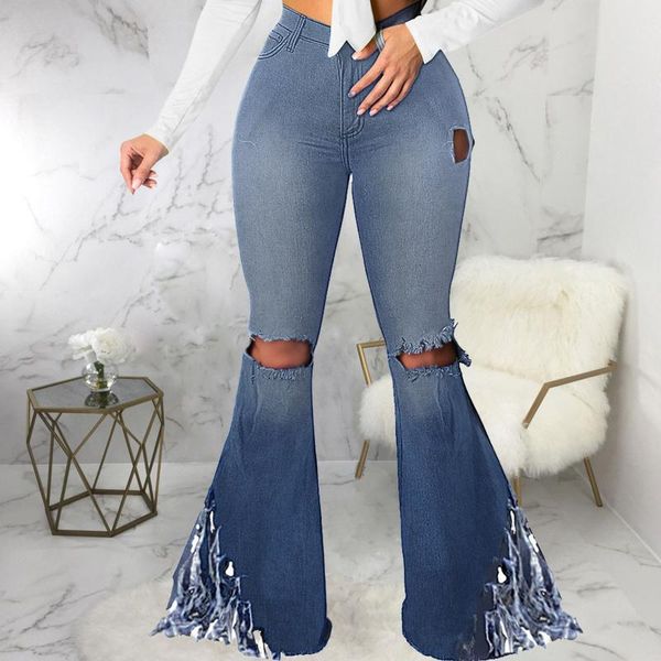 women's jeans womens high waist hole button zipper pocket casual denim bell bottom flared wide leg slim pants pantalones de mujer, Blue
women's jeans womens high waist hole button zipper pocket casual denim bell bottom flared wide leg slim pants pantalones de mujer, Blue