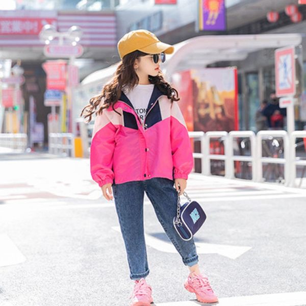 kids jackets for girls windbreaker 2021 fall hooded patchwork waterproof child girl coat children outerwear 4-14y teenage jaket, Blue;gray 
kids jackets for girls windbreaker 2021 fall hooded patchwork waterproof child girl coat children outerwear 4-14y teenage jaket, Blue;gray