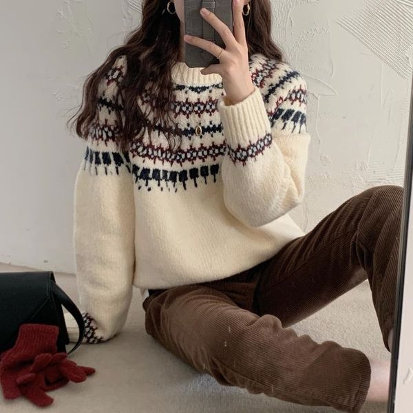 comelwomen knitwear pullover knitted sweater printing retro loose warm elegant gentle chic casual loose casual 210515, White;black
comelwomen knitwear pullover knitted sweater printing retro loose warm elegant gentle chic casual loose casual 210515, White;black