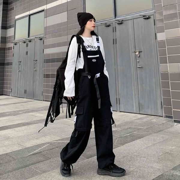 women cargo jumpsuits new detachable black overalls plus size harajuke streetwear loose high waist jumpsuit, Black;white
women cargo jumpsuits new detachable black overalls plus size harajuke streetwear loose high waist jumpsuit, Black;white
